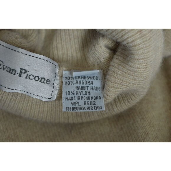 Vintage 90s Evan Picone Beige Lambswool Angora Turtle Neck Sweater Size Large - Picture 5 of 11